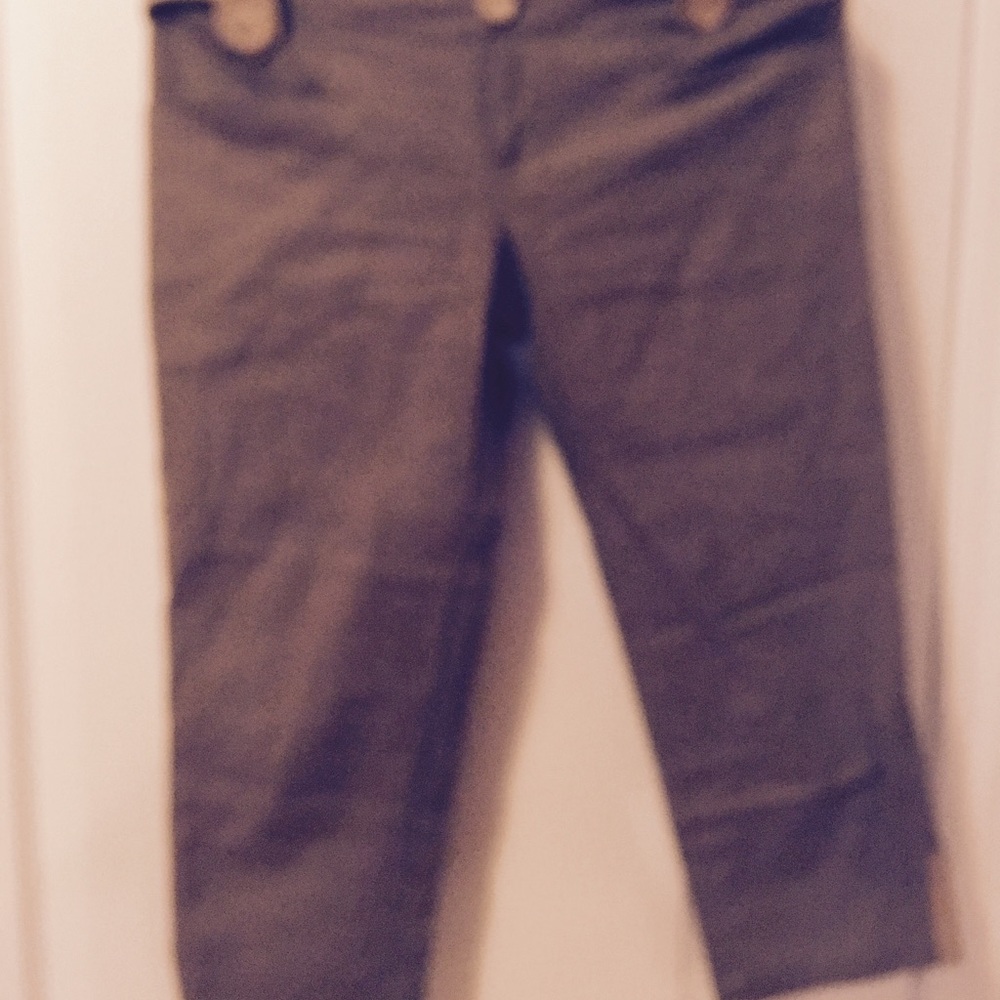 Capri pants beige with leather trim